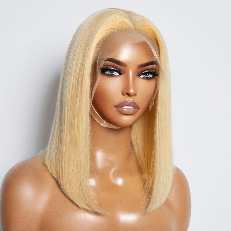 10-14 Inch Pre-Plucked 13"x4" #613 Straight Bob Lace Frontal Wig 150% Density