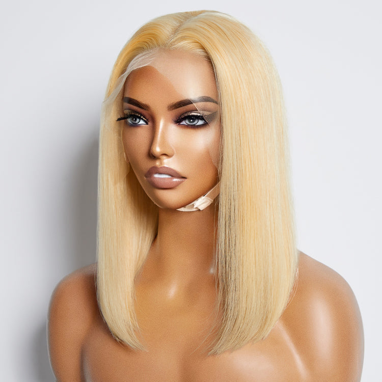 10-14 Inch Pre-Plucked 13"x4" #613 Straight Bob Lace Frontal Wig 150% Density