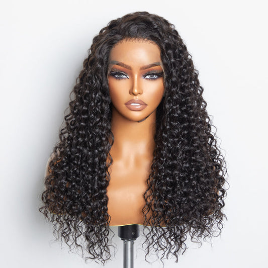 13x6 Glueless 3D Cap Pre-bleached Water Wave Transparent Lace Front Wig 150% Density