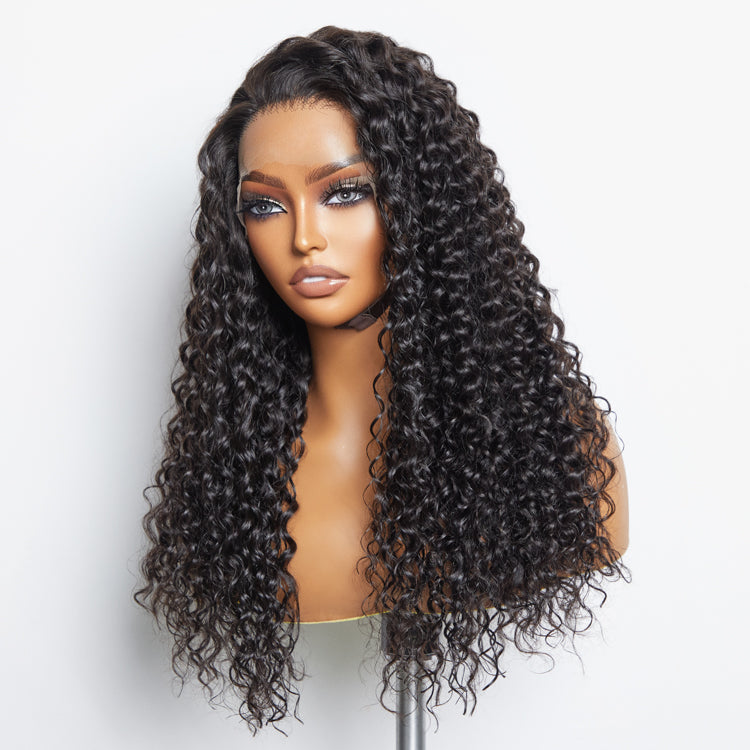 13x6 Glueless 3D Cap Pre-bleached Water Wave Transparent Lace Front Wig 150% Density