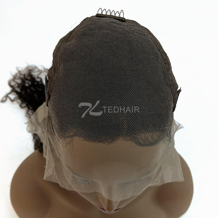 13x6 Glueless 3D Cap Pre-bleached Water Wave Transparent Lace Front Wig 150% Density