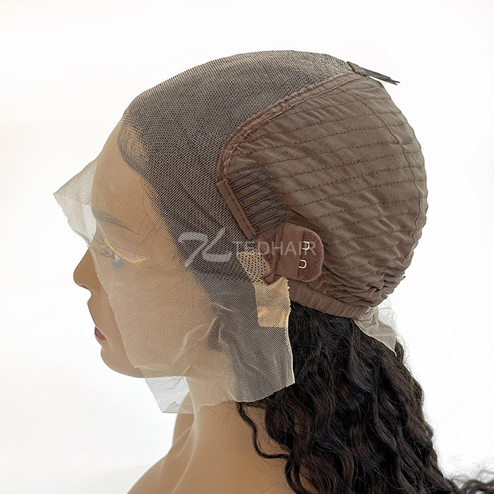 13x6 Glueless 3D Cap Pre-bleached Water Wave Transparent Lace Front Wig 150% Density