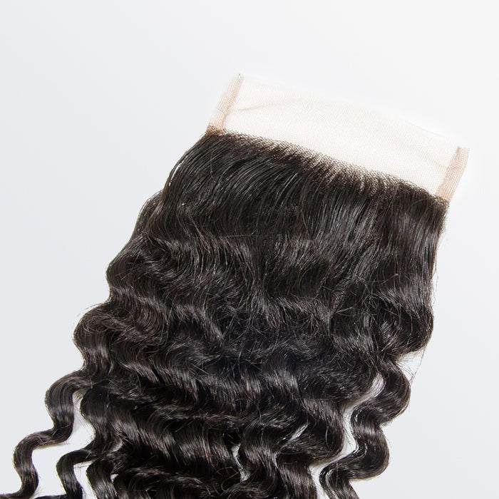 12-20 Inch 4" x 4" Deep Curly Free Parted Lace Closure #1B Natural Black